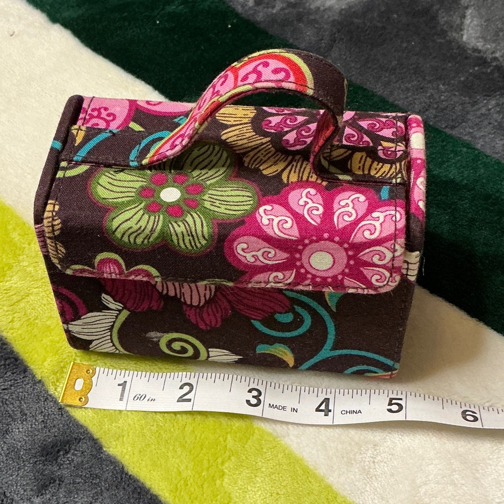 Vera Bradley Brown Floral Cosmetic Case with Pink & Green Accents - Picture 5 of 8